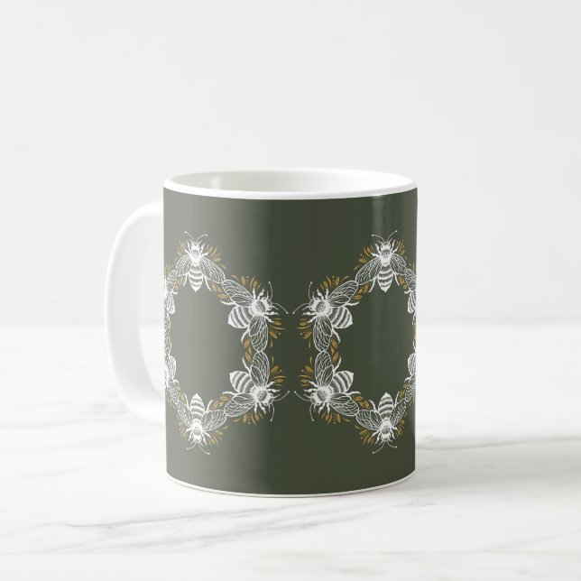 Oliv grönt bicirkel kaffemugg (Framsida vänster)
