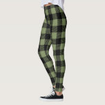 Oliv grönt Black Buffalo Check Play Mönster Leggings<br><div class="desc">Oliv grönt baljväxter av svart buffel-Mönster</div>