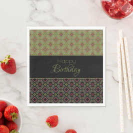 Oliv grönt Black Raspberry Papper Birthday Napkins Pappersservett
