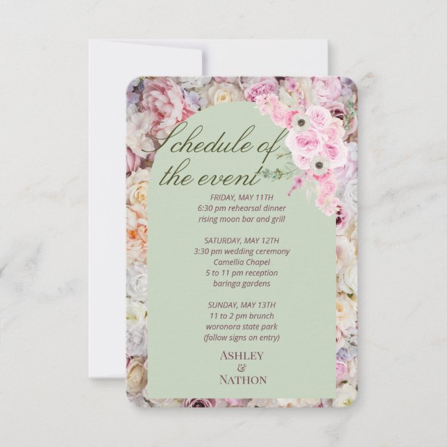 Oliv grönt Blommigt Arch-sommarrepetition Inbjudan (Framsida)