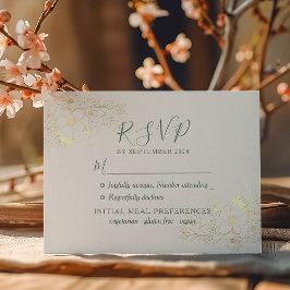 Oliv grönt Blommigten Bröllop OSA Kort