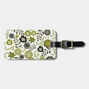 Oliv grönt blommönster för Chartreuse och Mörk Bagagebricka
