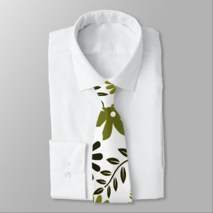 Oliv grönt blommönster för Chartreuse och Mörk Slips