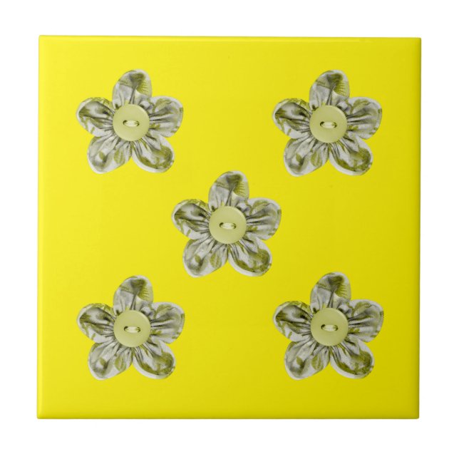Oliv grönt blommor till köket kakelplatta (Framsidan)