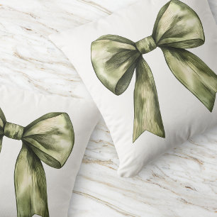 Oliv grönt Bow Modern Chic Enkel minimal Elegant Kudde