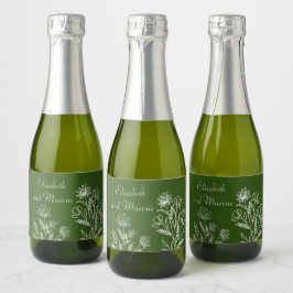 Oliv grönt bröllop mini vin flaska
