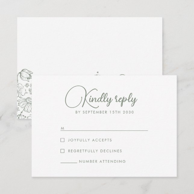 Oliv grönt Bröllop OSA för Wildblomma-Elegant (Fram/baksida)