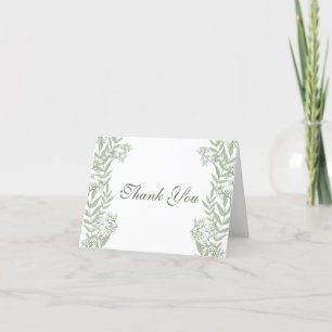 Oliv grönt Bröllop Vintage Botaniskt Tack Kort