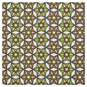 Oliv grönt, brunvit geometrisk retro Mönster Tyg