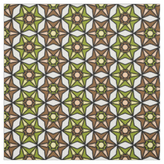 Oliv grönt, brunvit geometrisk retro Mönster Tyg