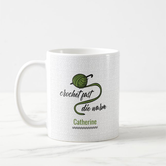 Oliv grönt Crochet Fast, Die Warm Kaffemugg (Vänster)
