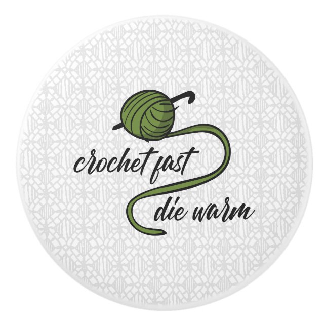 Oliv grönt Crochet Fast, Die Warm Knopp (Framsidan)