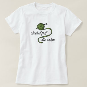 Oliv grönt Crochet Fast, Die Warm T-Shirt