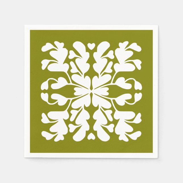 Oliv grönt deco pappersservett (Framsidan)