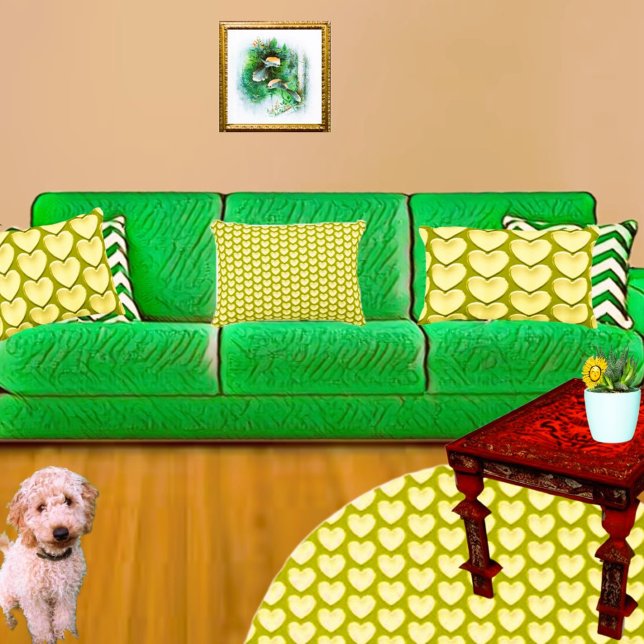 Oliv grönt dekorativ hjärtfyllning prydnadskudde (Matching Rugs also available (Pillow back & Front differ))