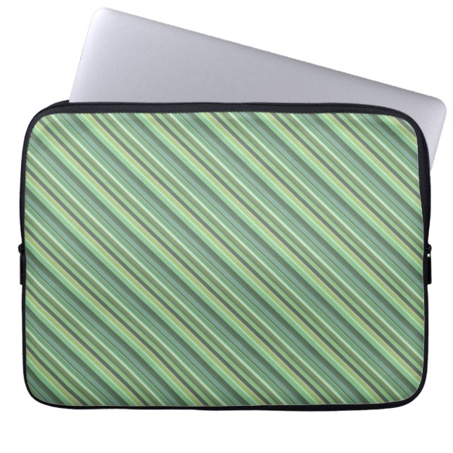 Oliv grönt diagonalt rand laptop sleeve (Framsidan)