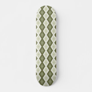 Oliv grönt diamanten mönster mini skateboard bräda 18,5 cm