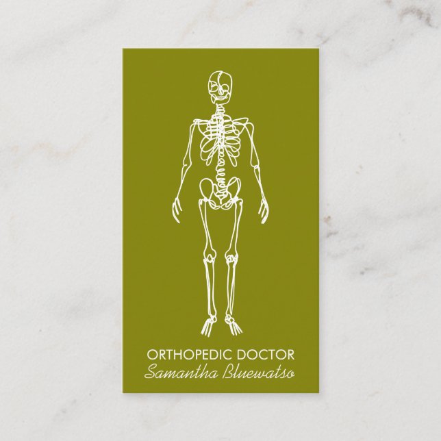 Oliv grönt doktor Skeleton-ortopedisk Visitkort (Framsida)