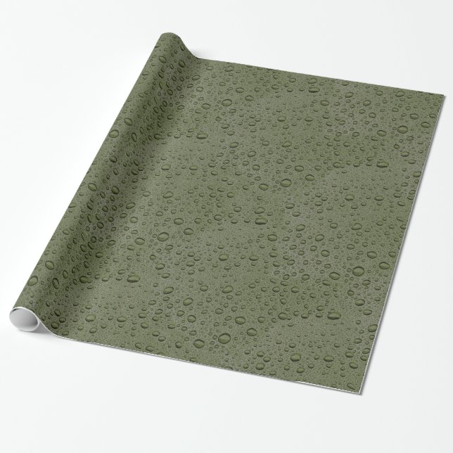 Oliv grönt droppar i vatten presentpapper (Utrullad)