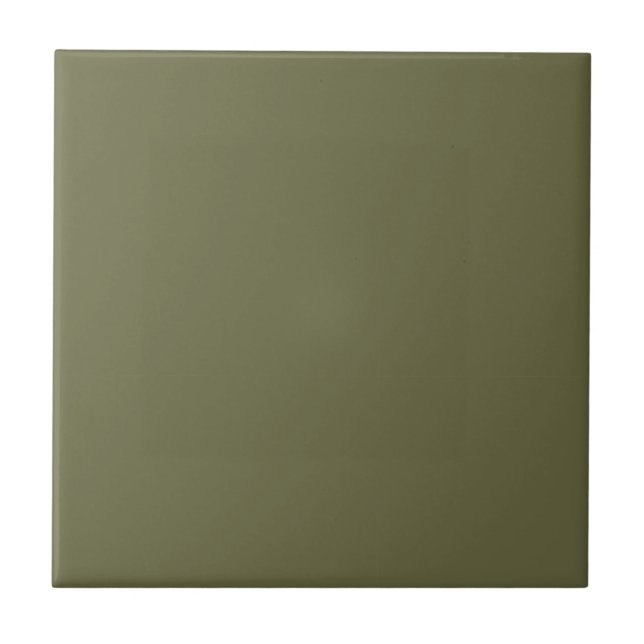 Oliv grönt Earthy Solid Färg Skriv ut Kakelplatta (Framsidan)
