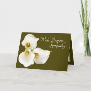 Oliv grönt Färg-bakgrund Calla Lilies Sympathy Kort