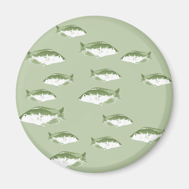 Oliv grönt fisk magnet (Framsidan)