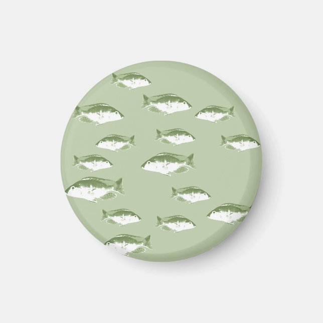 Oliv grönt fisk magnet (Framsidan)