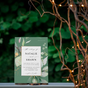 Oliv grönt för Eucalyptus Glow Guld Greenery Bröll Inbjudningar