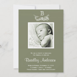 Oliv grönt förklaring om Baby i Wien Ram Monogram Meddelande