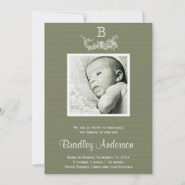 Oliv grönt förklaring om Baby i Wien Ram Monogram Meddelande