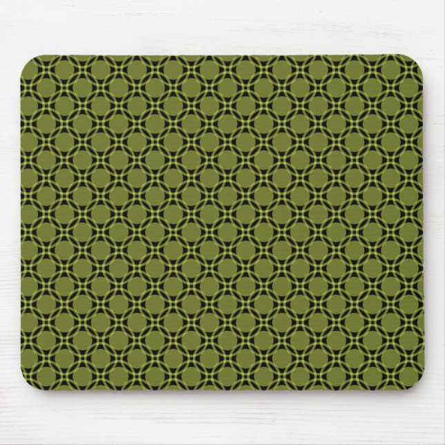 Oliv grönt Funky Circles Mousepad Musmatta (Framsidan)