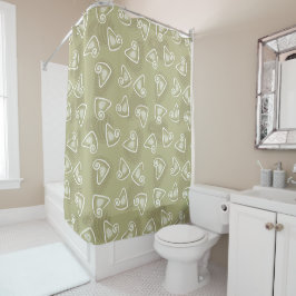 Oliv grönt Geometric Shower Curtain