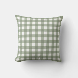 Oliv grönt Gingham Check Dekorativ kudde