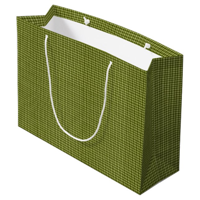 Oliv grönt Gingham-GIFT BAG L (Baksidan Vinklad)