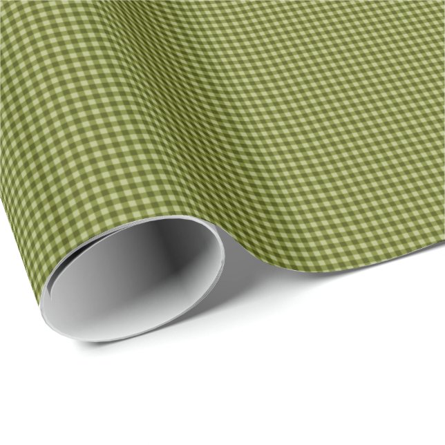 Oliv grönt Gingham-GIFT WRAPPING PAPPER Presentpapper (Rullad Hörn)
