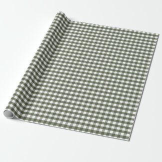 Oliv grönt Gingham Patterned Presentpapper