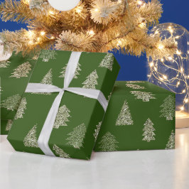 Oliv grönt Glitter Julgranar Presentpapper