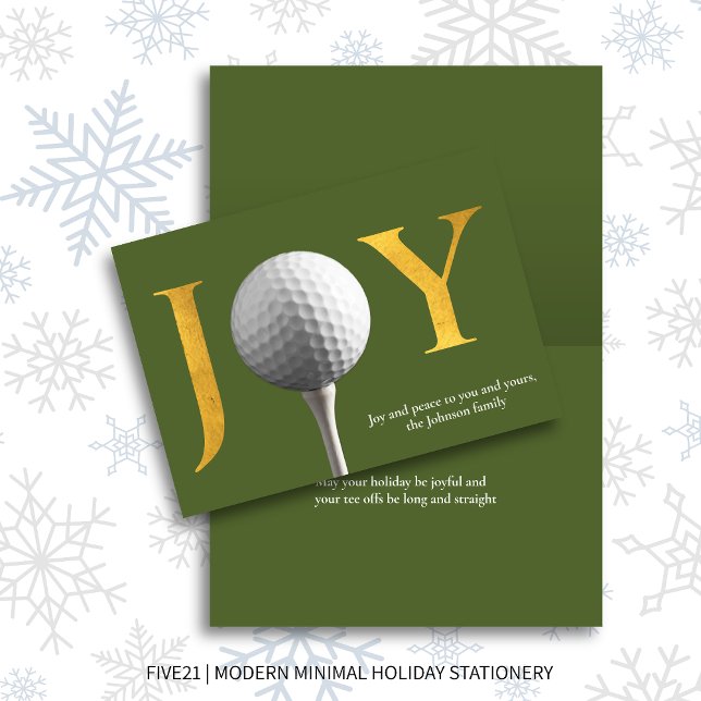 Oliv grönt Golf Joy & Peace Foldad jul Helgkort (Skapare uppladdad)