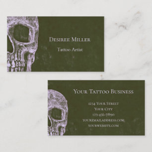 Oliv grönt Grunge Tattoo Artist för Gothic Halal S Visitkort