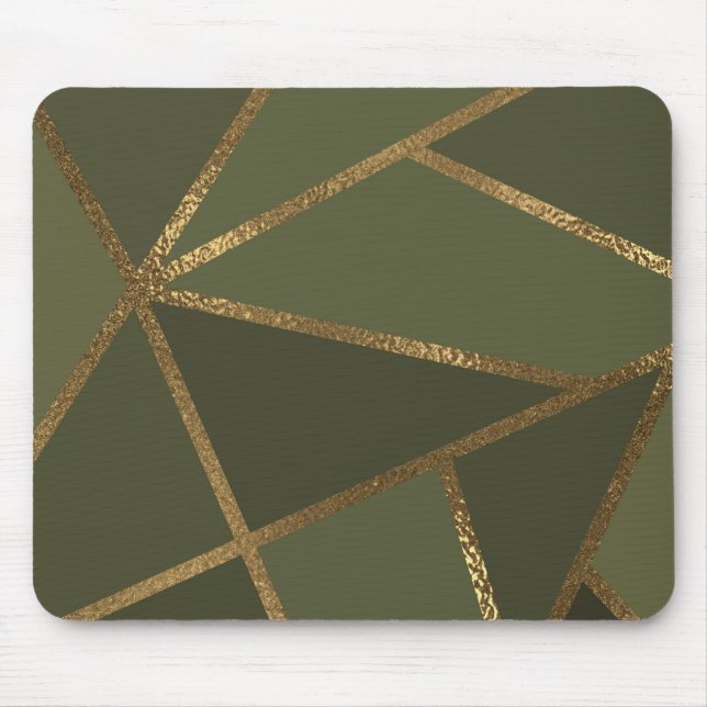 Oliv grönt Guld Bronze Geometric Glam Chic Office Musmatta (Framsidan)