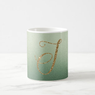 Oliv grönt Guld Glitter Brev Kaffemugg