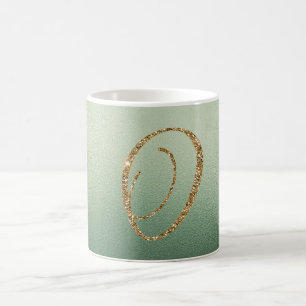 Oliv grönt Guld Glitter Brev O (som i Olivia) Kaffemugg