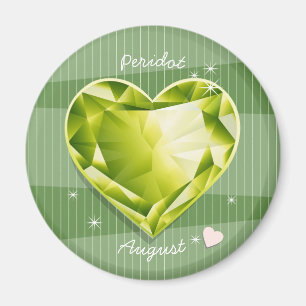 Oliv grönt hjärta för Birthstones Augusti Perid Magnet