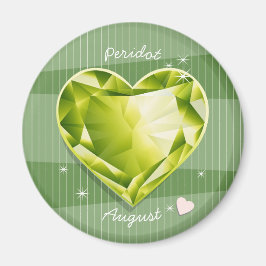 Oliv grönt hjärta för Birthstones Augusti Peridot Magnet