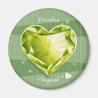 Oliv grönt hjärta för Birthstones Augusti Peridot Magnet