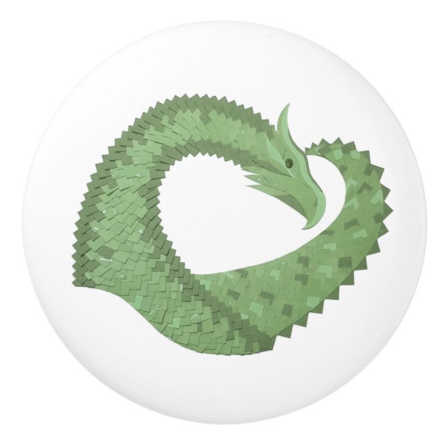 Oliv grönt hjärtdrake på vitt knopp (Framsidan)
