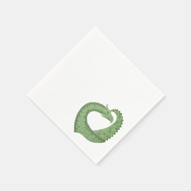 Oliv grönt hjärtdrake på vitt pappersservett (Hörn)