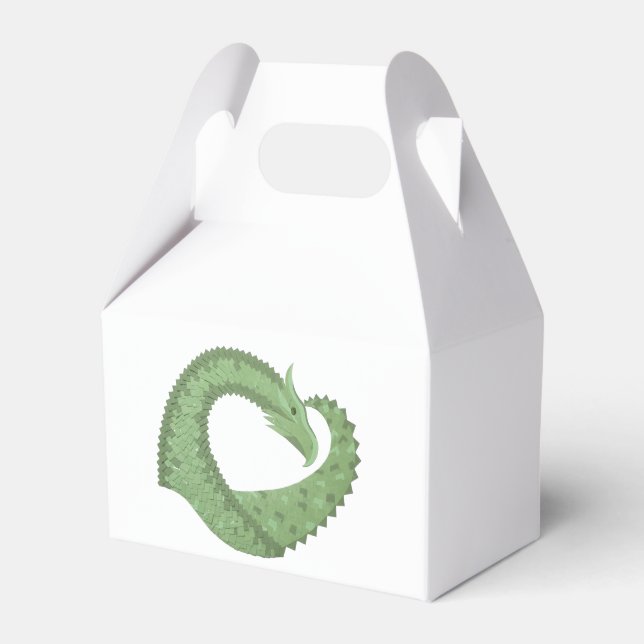 Oliv grönt hjärtdrake på vitt presentaskar (Framsidan Sidan)