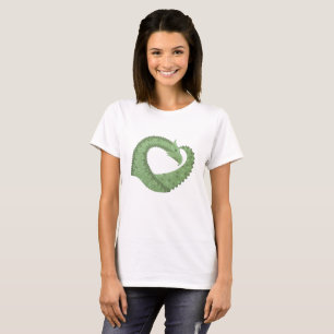 Oliv grönt hjärtdrake på vitt t-shirt