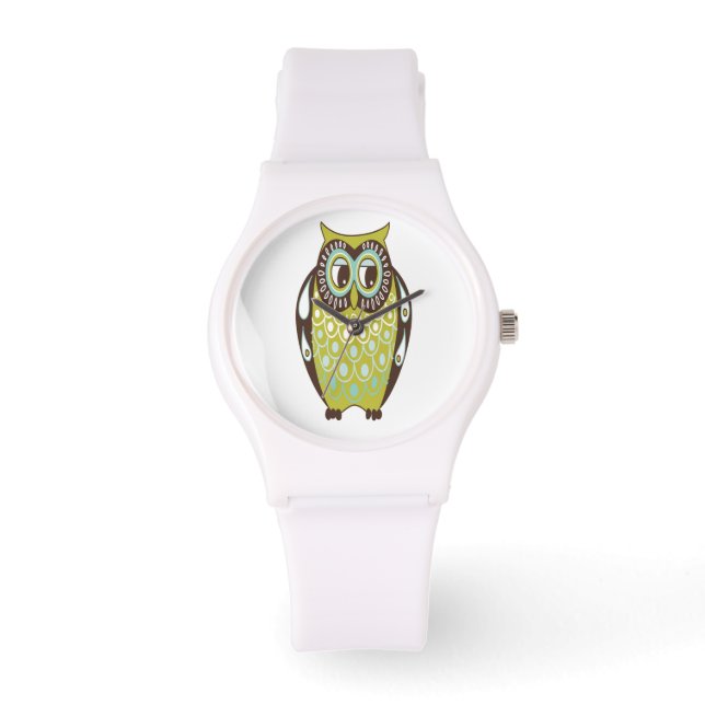 Oliv grönt Hoot Uggla Armbandsur (Framsida)